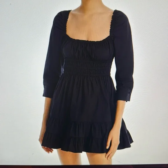 knee length dresses for ladies 70s Aqua Ruffle Dress